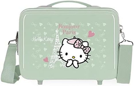 Hello Kitty Paris Neceser Adaptable con Bandolera Verde 29x21x15 cms Rígido ABS 9,14L 0,6 kgs