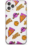 Psychedelic"Love Pizza" Pattern (Clear) Slim Phone Case for iPhone 11 Pro Max | Clear Silicone TPU Protective Lightweight Ultra Thin Cover Pattern Printed | Quirky Food Funny Weird Slice