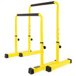 POWER GUIDANCE Dip Bar, Dip Stand Station for Full Body Strength Training, Adjustable Height 30Inches-38.6Inched, Capacity 1200Lbs, 3 Colors Available (yellow)