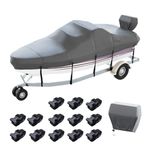 Tsnamay 20-22ft Waterproof Boat Cover for Bass Boat/V-Hull Speedboats,600D Oxford Cloth Boat Cover Fits 20'-22'L Beam Width Up to 104" W with 13 Buckle Straps,Gray