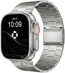 FiNESTONE 26mm Titanium Band for Apple Watch Ultra 2/Ultra 3 49mm, Rugged Metal Watch Band for Men, Robust iWatch Ultra Replacement Strap, DLC Scratch Resistant Titanium Link Bracelet,Magnetic Clasp,Titanium