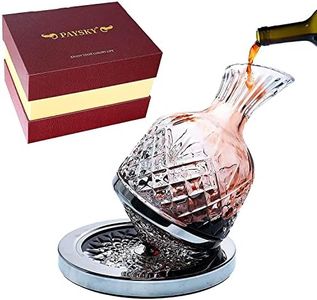 Paysky Crystal Wine Decanter Lead-Free Crystal Glass, 360 Degree Spinning, 1.5L Red Wine Aerator Great Gift Box, Wine Accessories