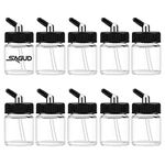 SAGUD 10pcs Glass Airbrush Bottles Kit 20cc (2/3 Ounce) Air Brush Gun Jar with 10pcs Adapter Cap Covers Set, Single Action Airbrushes