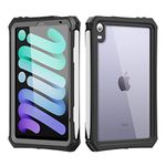 MRUOZRUI Waterproof Case for iPad Mini 6 2021, Full Body Heavy Duty Protection with Built-in Screen Protector, Pencil Holder, Shockproof, Dust-Proof Case for iPad Mini 6 6th Generation 8.3 Inch