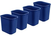 Acrimet Wastebasket, Deskside Bin, 6.75 Gallon/ 27 Quart/ 24 Liter (Plastic) (Blue Color) (Set of 4)