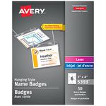 Avery Hanging Name Badge Kit for Laser/Inkjet Printers, 3" x 4", Clear, 50 Pack (5393)