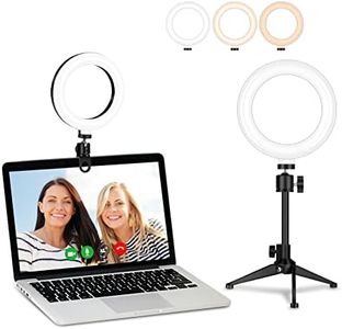 Desk Ring Light for Zoom Meetings - Video Conference Lighting Kit for Laptop Computer, 6” Clip on Table LED Light Lamp with Tripod Stand for Video Recording, Remote Working, Gaming, Vlogging