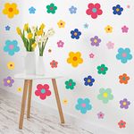 Cute Vintage Flower Wall Sticker, Colorful Flower Wall Sticker Girl Room Sticker Confetti Wall Sticker, Removable Peel and Stick Kids Room, Classroom Decor, 48Pcs