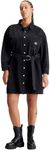 Calvin Klein Jeans Women Belted Denim Shirt Dress Plus Denim Dresses Black, 4XL