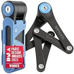 FoldyLock Mini Folding Bike Lock with Key - Patented Lightweight Heavy Duty High Security Anti Theft Bike Lock - Cut Proof Silver Sold Secure Bicycle Lock for Electric Scooters and Bikes - 75 cm