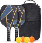 Vinsguir Pickleball Paddle - 2 Premium Graphite Rackets Honeycomb Composite Core with Cushion Comfort Grip & 4 Balls & Portable Racquet Bag (Carbon Fibre Gold)