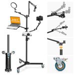 TARION Live Streaming Stand with Wheels - 61"/155cm 5-in-1 Stream Stand Equipment Kit: 1 Mic Boom + 3 Articulated Arms + 1 Projector Holder, Adjustable Heavy-duty Floor Live Tree Stand Setup TitanRig