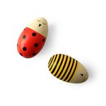 shumee Set of 2 Handcrafted Wood Egg Shakers (6 Months+) | Lady Bug & Bee | 100% Child Safe & Organic | Perfect First Toy for Kids | Natural Wood | Sensory Toys