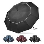 G4Free 62 Inch Golf Umbrella Large Windproof Reverse Compact Travel Rain Umbrella 10 Ribs Double Canopy Automatic Open Close (Black)