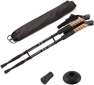 MidGard Bâtons de marche nordique télescopiques anti-chocs en alliage d'aluminium avec poignée en liège et amortissement réglables en longueur 70-135 cm Noir