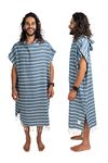 Nova Blue Surf Poncho – Navy & White Striped Surf Poncho Men – Large Adult Hooded Beach Towel Adult (33 x 44) – 100% Turkish Cotton Surf Towel Changing Robe for Surf Beach Pool and Swim