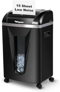 Wingwise 15-Sheet Paper Shredder with 58dB Quiet Operation, P4 Cross-Cut Security for Home Office, 15-Minute Run Time & 5.8-Gallon Bin – Shreds Credit Cards & CDs