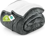 Utopia Bedding Sherpa Blanket Queen Size [Grey, 90x90 Inches] - Soft Lightweight Plush Fleece Reversible Blanket for Bed, Sofa, Couch, Camping and Travel