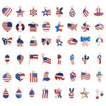 COGCHARGER 50 Pcs American Flag Charms Independence Day 4th of July Star Heart Pendant Alloy Enamel Accessories for Necklace Bracelet Jewelry Making DIY Crafting