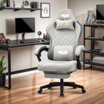 Baybee Drogo Throne Ergonomic Gaming Chair With Linkage Armrest,Foot Rest,& Adjustable Seat|Computer Chair With Fabric,Head & Massager Lumbar Pillow|Home & Office Chair With Full Recline (Lite Grey)