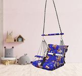 LUXURIN Cotton, Velvet Swing for Kids Baby Jhula Foldable, Portable Swing for 0-3 Years Babies with Safety Belt Gentle Soft Cover with Filler for Soft Skin Hanging Indoor Outdoor Swing. (Blue)