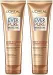 L'Oreal Paris Sulfate Free Shampoo and Conditioner for Dry Hair, Triple Action Hydration for Dry, Brittle or Color Treated Hair, Apricot Oil Infused Hair Care, EverPure, 8.5 Fl Oz, Set of 2