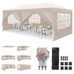 Leadyeah Gazebo 3x6m with 4 Sidewalls and 2 Doors, Heavy Duty Commercial Pop up Gazebo, UPF50+ Protection, 100% Waterproof, Wheeled bag, Ideal for Patio Parties Garage & Outdoor Event Beige