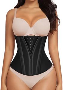SHAPERX Waist Trainer for Women Underbust Tummy Control Waist Cincher Corset Hourglass Body Shaper Zipper and Hooks, SZ7310-Black-S