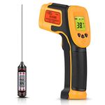 Infrared Thermometer, Digital IR Laser Thermometer Temperature Gun -26°F~1022°F (-32°C～550°C) Temperature Probe for Cooking/Air/Refrigerator - Meat Thermometer Included