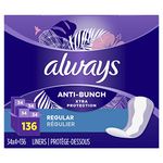 Always, Anti-Bunch Xtra Protection Daily Liners For Women, Regular Length, 134 Count Total Count (4 Packs of 34 Count)