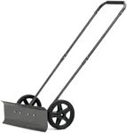 Yard Butler Snowplow Rolling Push Shovel, IRSPP-24- No-Bend Shovel for Easy Snow Clearing - Ergonomic Design - Two-Handed Cushioned Grips - Powder-Coated Steel Construction - Improved Simple Assembly