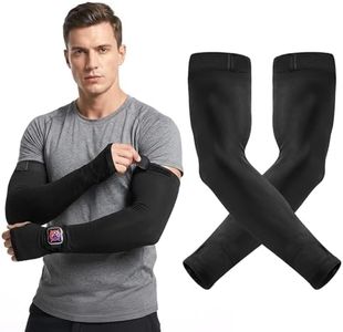 Vorshape Adjustable Arm Sleeves for Men Women,UV Sun Protection Sleeve with Thumb Hole&Watch Hole,for Driving Riding Outdoor Sports (Black)