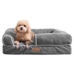 YITAHOME Dog Sofa Bed,Washable Orthopedic Dog Beds and Couch with Removable Zipper Cover, Puppy Beds for Small Dogs,71x58x18cm,Grey