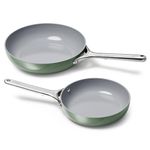Caraway Fry Pan Duo - Nonstick Ceramic Frying Pan (8" & 10.5”) - Non Toxic, PTFE & PFOA Free - Oven Safe & Compatible with All Stovetops (Gas, Electric & Induction) - Sage