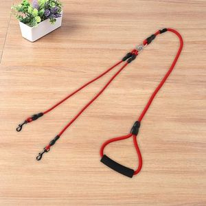 Kuber Industries Double Coupler Dog Leash|Double Dog Leash|Premium PP Fabric|Durable Metal Hooks|360? Swivel, No Tangle Design|PDMGL-030-145| Soft Padded Handle for Comfortable Grip |Red