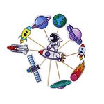 Confetti! 24 PCS Outer Space Cupcake Toppers Planet Party Supplies Birthday Decorations Rocket Astronaut Cupcake Decoration Outer Space Spaceship Themed Kids Children Party Supplies