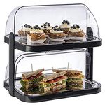 APS Buffet display case "Doppeldecker" - 2 transparent roll-top bonnets that can be opened on both sides, 2 stainless steel trays, 4 cooling accumulators, space-saving storage - Made in Germany