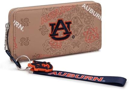Auburn Wristlet Purse for Women - NCAA Official Licensed, Auburn Team Logo Wallet with RFID Blocking Card Slot, New Clutch Fan Purse for Tailgate, Graduation Gift | Khaki, NC-AU011KH