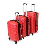 LuggageKing Expandable Luggage Set with Built-in TSA Lock - Stylish and Secure Travel Suitcase Ensemble - Lightweight Suitcase with 4 Universal Wheels (Red)