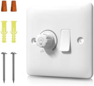 TobeBright LED Dimmer and Rocker Wall Light Switch Combo, 2Gang, 1Way Dimmer Light Switch, AC 220V-250V White Rotary Dimmer Switch for Dimmable LED Lights, Incandescent, Halogen Bulbs- 1Pack
