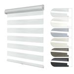 HOTSOON Customsize Cordless Zebra Blinds for Window,Light Control for Day and Night，Blackout Textural Zebra Shades for Sliding Glass Door,Custom Size, White