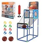 COSTWAY Kids Arcade Basketball Hoop, 2-in-1 Basketball Stand with Sticky Balls Game, Electronic Scoreboard, Sound Effect, Indoor Outdoor Sport Play Toy Set for Ages 3+