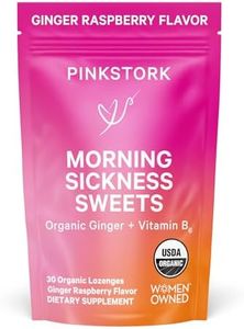 Pink Stork Morning Sickness Sweets: Ginger Raspberry Flavor, Usda Organic Hard Lozenges + Vitamin B6 To Relieve Nausea, 30 Individually Wrapped Hard Sweets