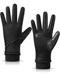 HOLDINA Winter Gloves for Women Warm, Waterproof Gloves Women with Touch Screen Fingers, Ladies Gloves Winter with Anti-Slip Leather(Black,L)