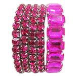 Rosemarie & Jubalee Women's Stunning Statement Bejeweled Set Of 5 Colorful Crystal Rhinestone Stretch Bracelets, 6.75", 6.75 inch, Glass Rhinestones, crystal