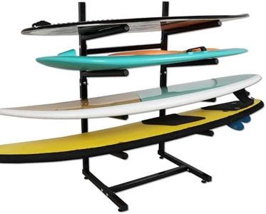 LINGVUM Freestanding Surfboard Rack, Surfboard Stand Storage & Display for Indoor, Outdoor, Garage, Shop, Tool-Free Assembly (Fits 4 Boards)