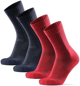 DANISH ENDURANCE Premium Warm Outdoor Hiking Socks, Comfortable, Merino Wool, Unisex, 2 Pack Navy, Red 9-12