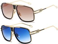 AEVOGUE Sunglasses For Men Goggle Alloy Big Frame Metal Punk Style Shield AE0336