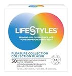 LifeStyles Pleasure Collection Condoms - 30 Count - New Packaging & Variety - Ultra-Sensitive, Ultra-Sensitive Platinum, Ultra-Ribbed, Flavors & Colors