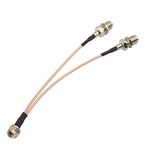 Superbat F-Type Splitter Cable 15cm,F Male to F Dual Female Coax Splitter Cable V-Type F Type TV Splitter Cable Satellite 50ohm